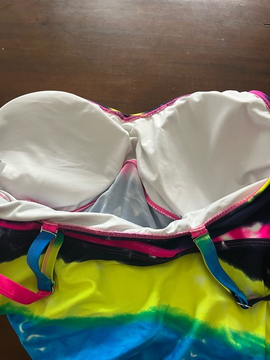 VENUS Women's Swim Top Neon Tie-Dye in Pink, Yellow & Blue, Colorful, Beach, 16 - Picture 5 of 5